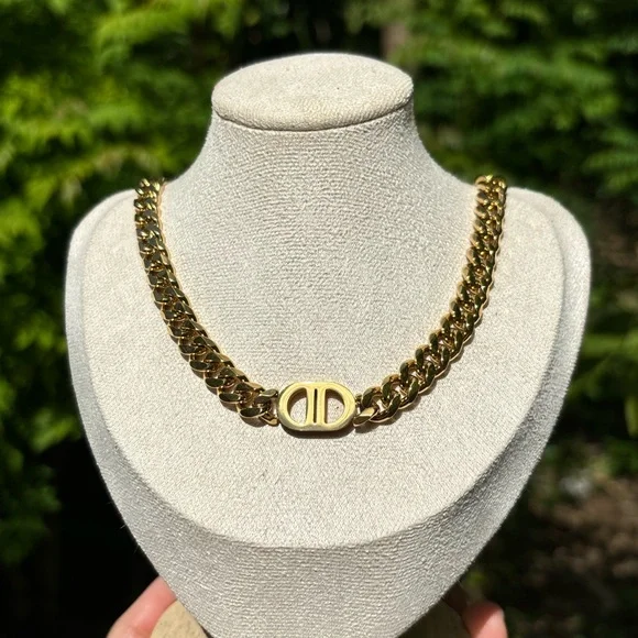 18K Gold Plated Stainless Steel Choker Chain Necklace - Picture 2 of 6